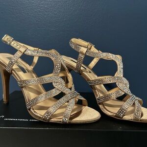 INC International Concepts Gold Rhinestone Heels